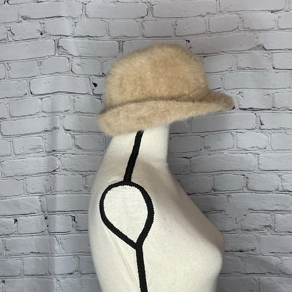 Betmar Vintage 1970s Tan Angora Wool Blend Bucket Hat France